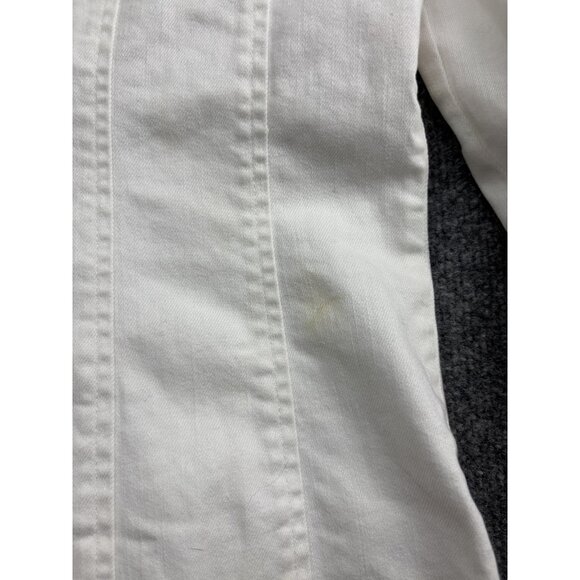 Elliott Lauren Jacket Womens 8 White Zip Front Raw Hem Collarless Cotton Stretch - Picture 9 of 11